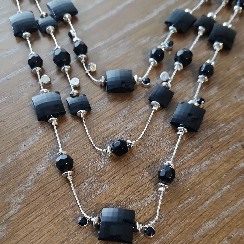 Black Bead Multi-Layer Necklace